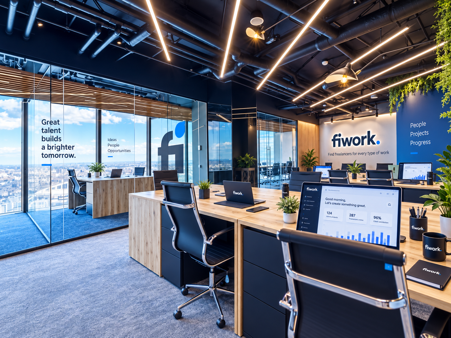 Рабочее пространство с оформлением Fiwork