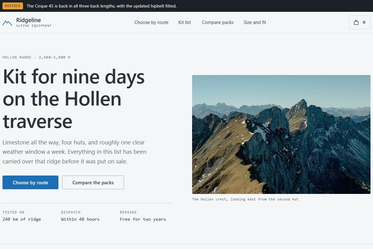 Ridgeline — снаряжение для горных походов