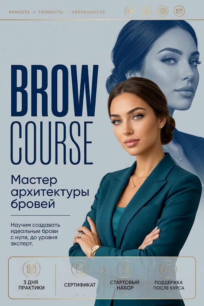 Дизайн промо-макета для курса по архитектуре бровей (BROW COURSE) ✨