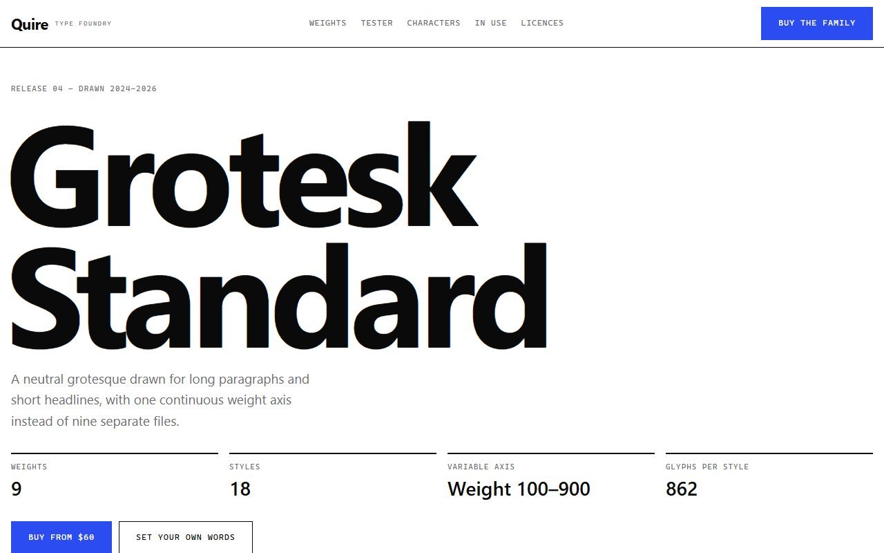 Quire Type Foundry — образец гарнитуры